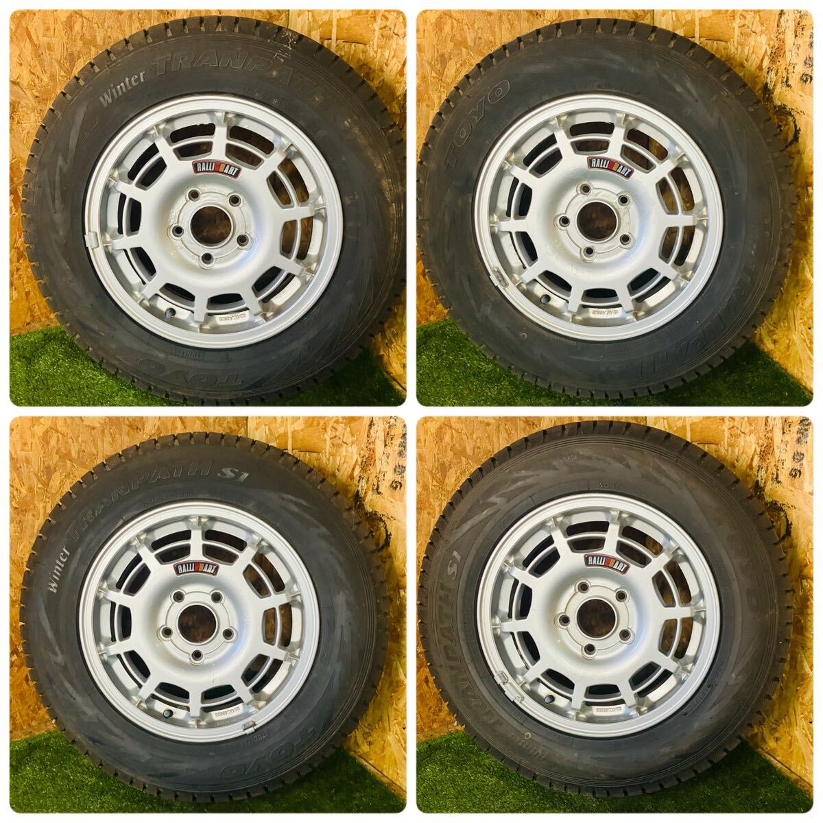 三菱純正ホイール RALLI ART 15×5J 46 WINTER TRANPTH S1 175/80R15 90Q 三菱 パジェロミニ ラリーアート 15インチ スタッドレスタイヤ付拍卖