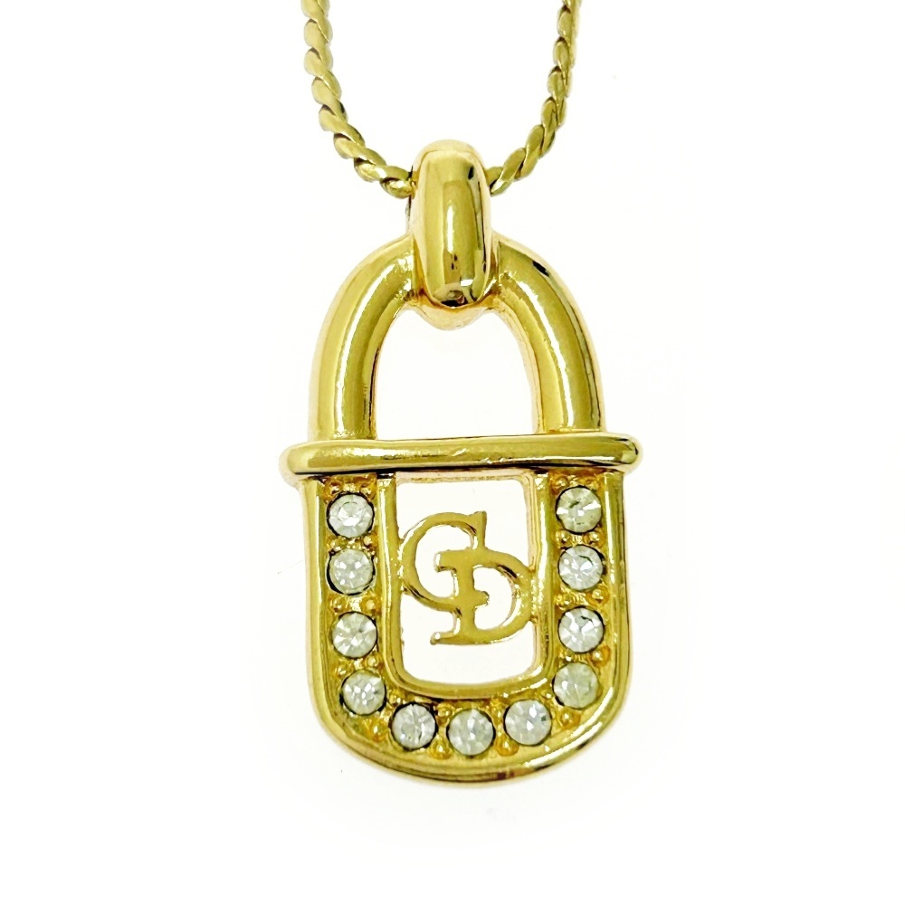 Christian Dior クリスチャンディオール GP ラインストーン CDロゴ ネックレス レディース ゴールド 483496 ネックレス拍卖