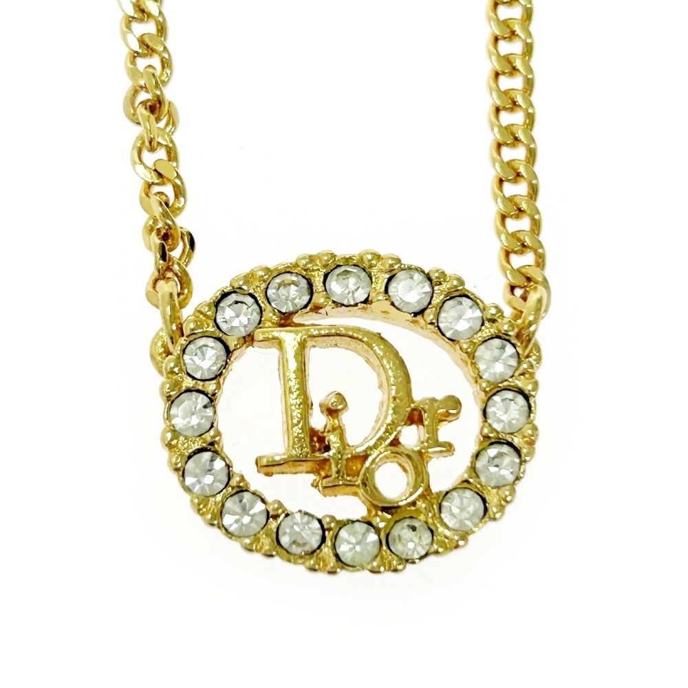 Christian Dior クリスチャンディオール GP ラインストーン Diorロゴ オーバル ネックレス ゴールド 481155 ネックレス拍卖