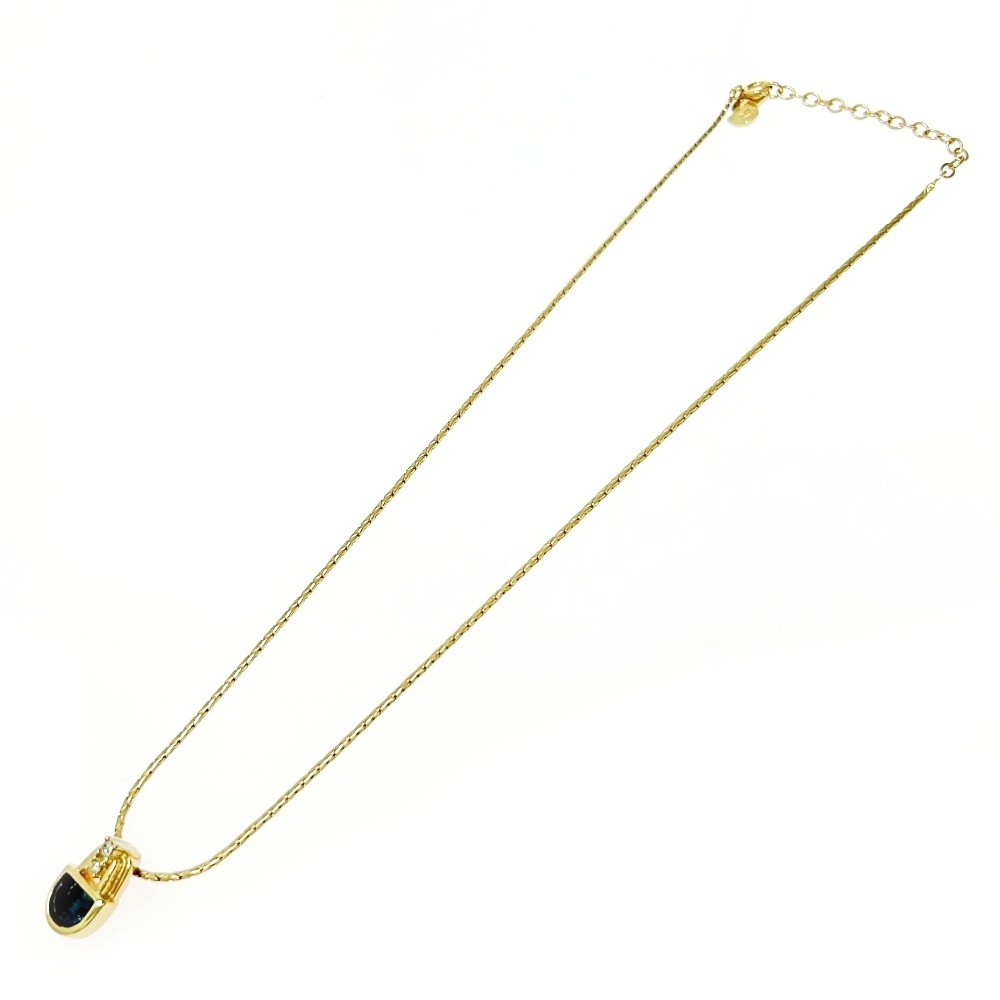 Christian Dior クリスチャンディオール GP ラインストーン カラーストーン ネックレス ゴールド ブルー 481146 ネックレス拍卖