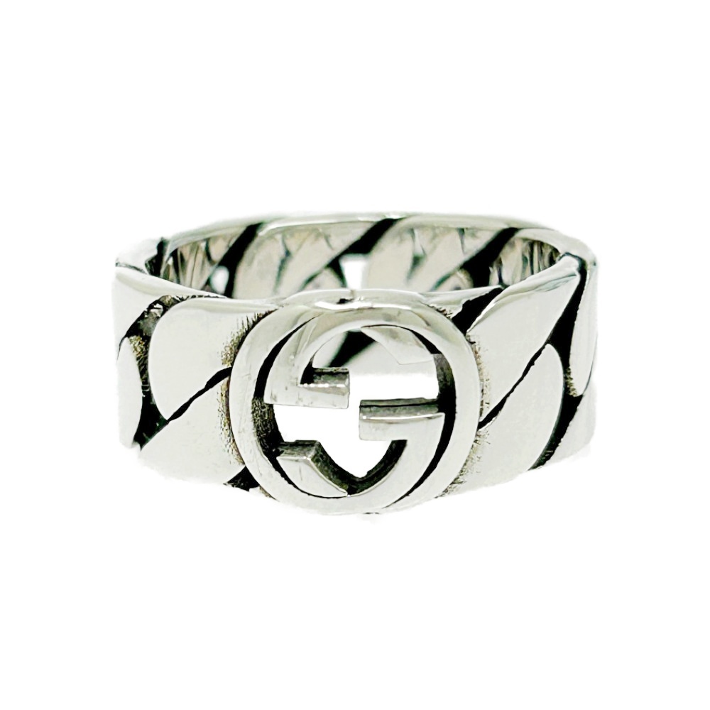 GUCCI グッチ シルバー インターロッキングG チェーン リング 6.4g 925刻印 481156 リング・指輪拍卖