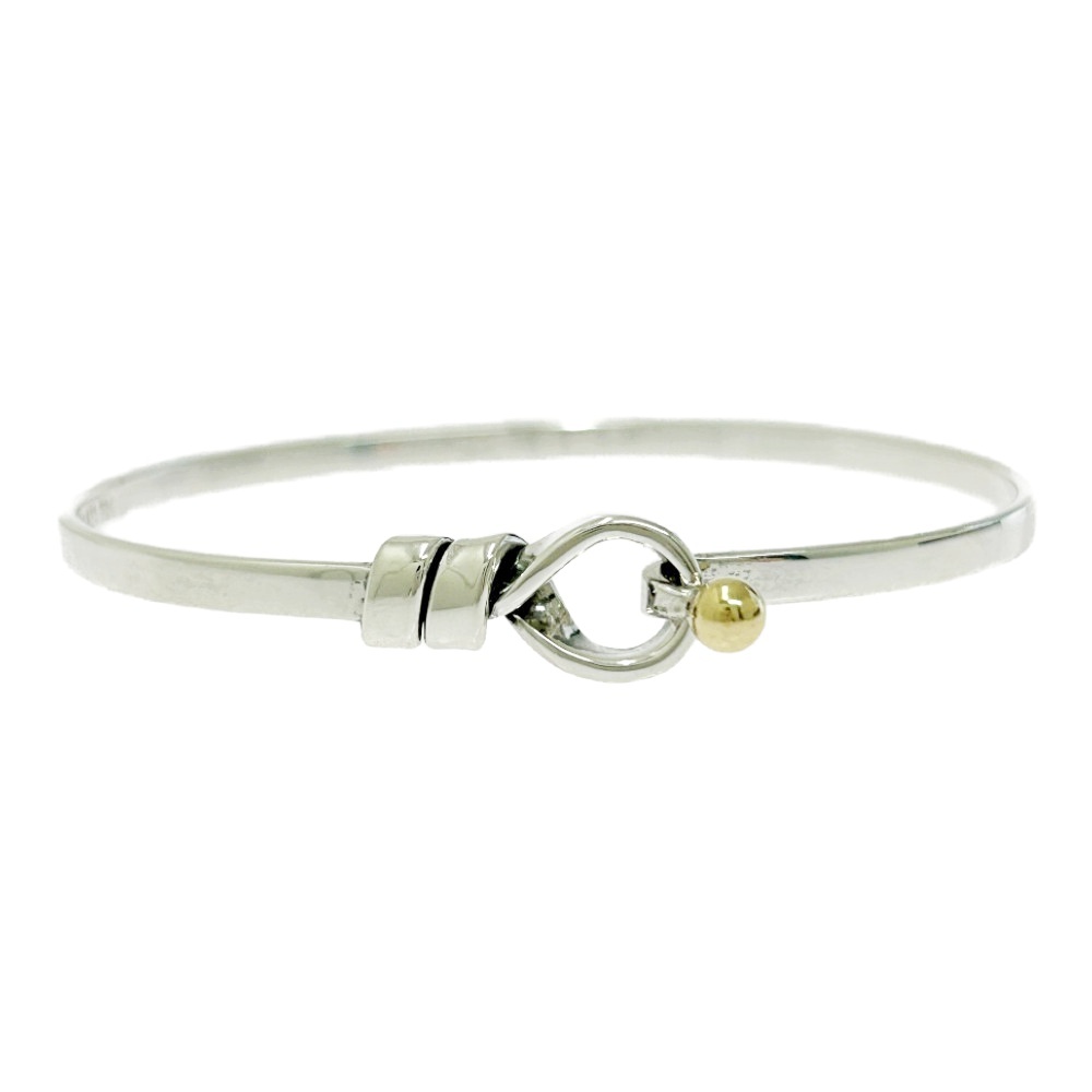 TIFFANY&Co. ティファニー シルバー ゴールド フック&アイ バングル 9.4g 925/750刻印 489981 バングル拍卖