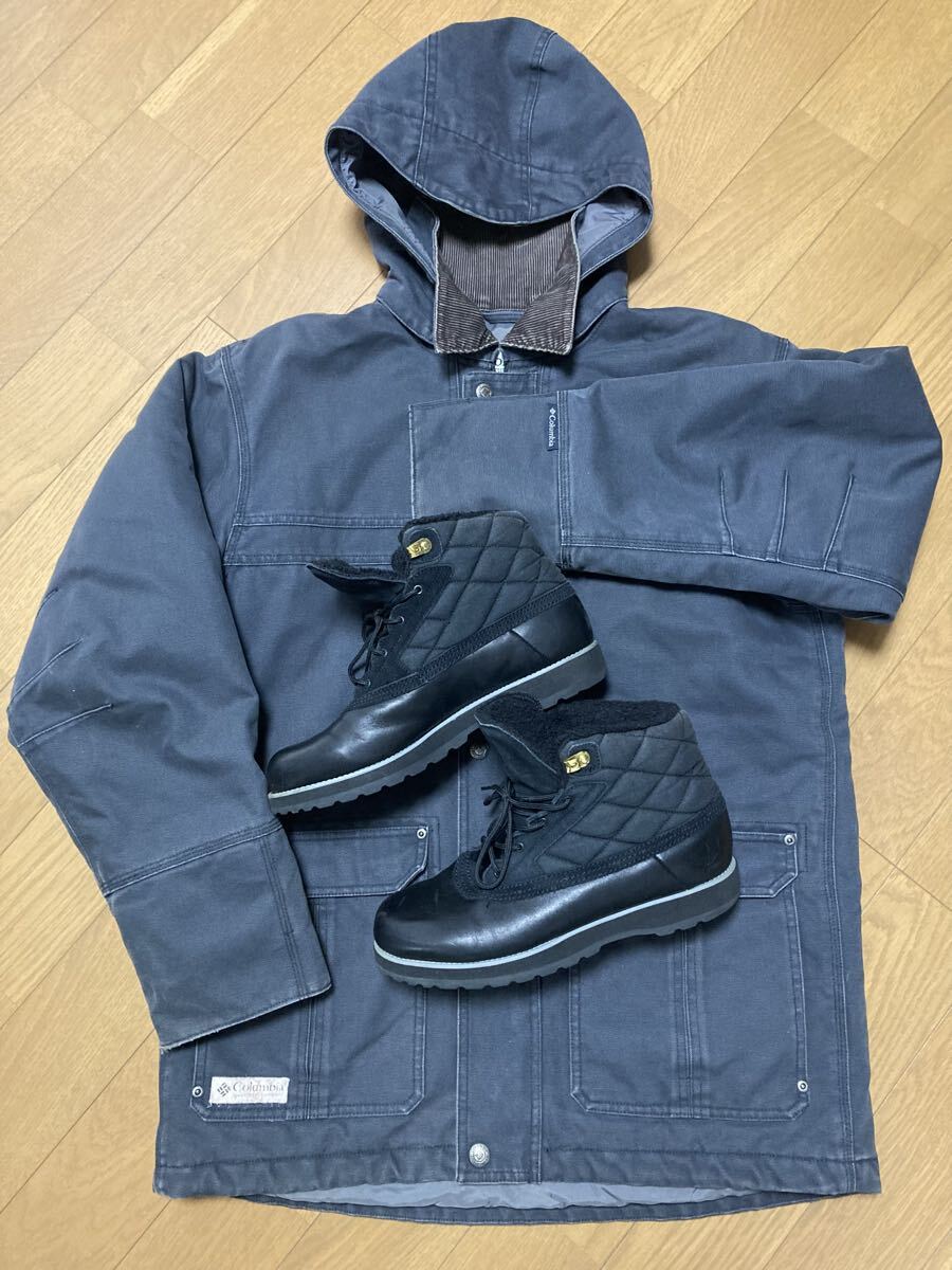希少 美品 コロンビア 極暖 ジャケット コート 中綿 マウンテンパーカー M L XL グレー adidas ブーツ 黒 起毛 ボア キルティング 28.5拍卖
