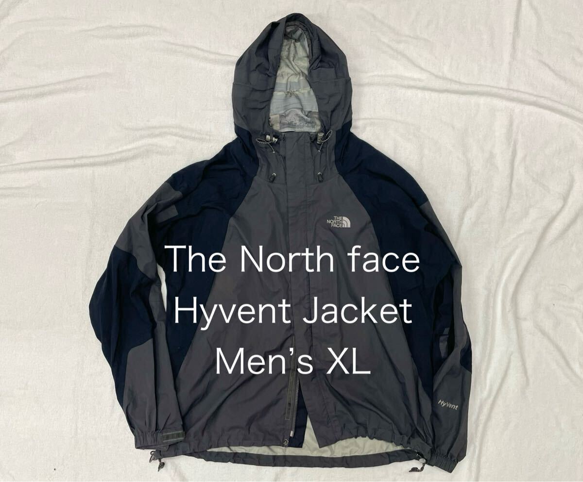 難あり90s THE NORTH FACE ノースフェイスhyventハイベント 黒 マウンテン パーカー ナイロン ジャケットXLメンズLビンテージvintageシェル拍卖