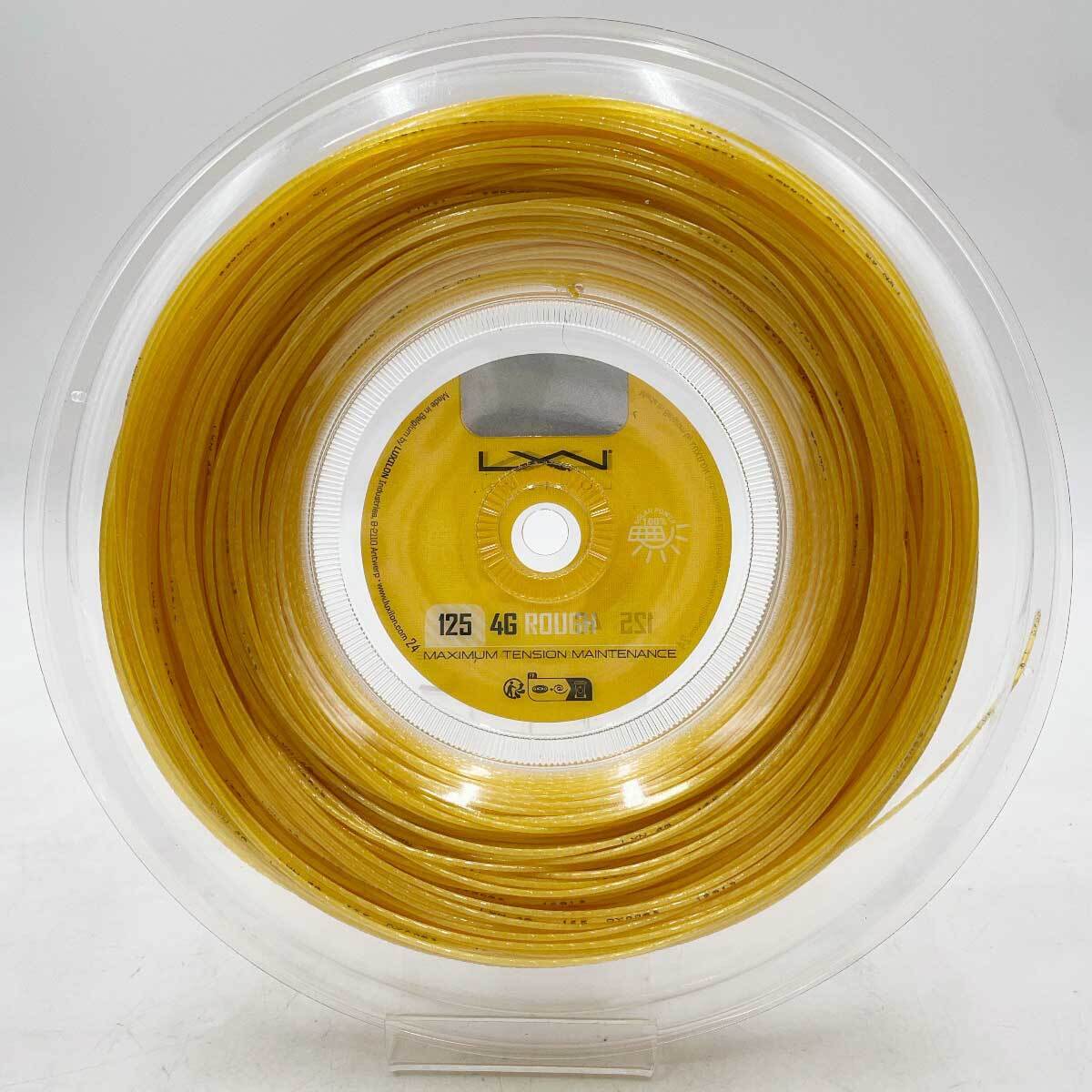 【中古・未使用品】LUXILON ルキシロン 硬式 テニス ストリング ガット 4G ROUGH 125 ラフ 200m ロール ゴールド WRZ990144 1.25mm拍卖