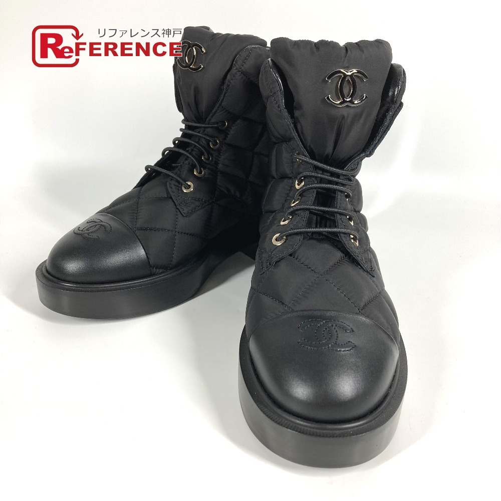 未使用 CHANEL シャネル G45125 ココマーク レースアップ マトラッセ CC スニーカー シューズ 23B ブーツ ブラック レディース【中古】拍卖