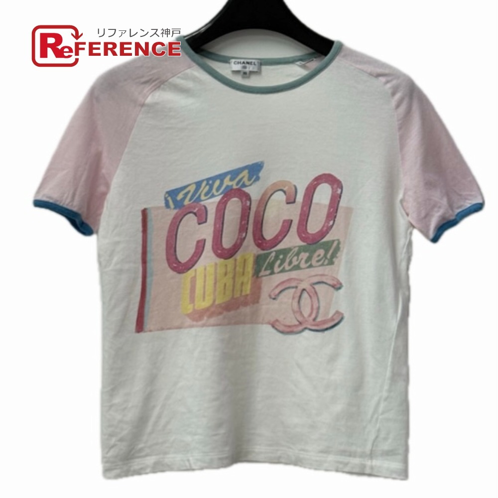 CHANEL シャネル P55821 COCO CUBA ココキューバ アパレル トップス ロゴ 半袖Tシャツ ピンク レディース【中古】拍卖