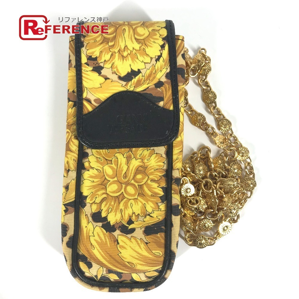 VERSACE ヴェルサーチ レオパード ヒョウ柄 ヒョウ ポーチ ポシェット ヴィンテージ ショルダーバッグ イエロー ユニセックス【中古】拍卖