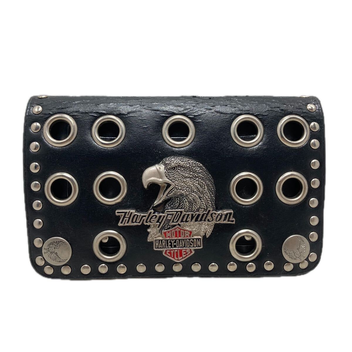 62-64 HARLEY DAVIDSON カード入れ スタッズ レザー ハーレーダビッドソン ブラック 黒拍卖