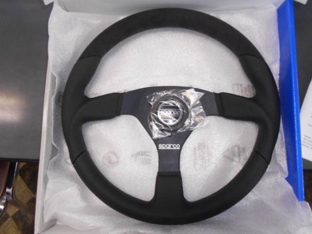 SPARCO JAPAN スパルコ 正規品 L505 ブラックレザー & スエード x BKスポーク ステアリング ハンドル拍卖