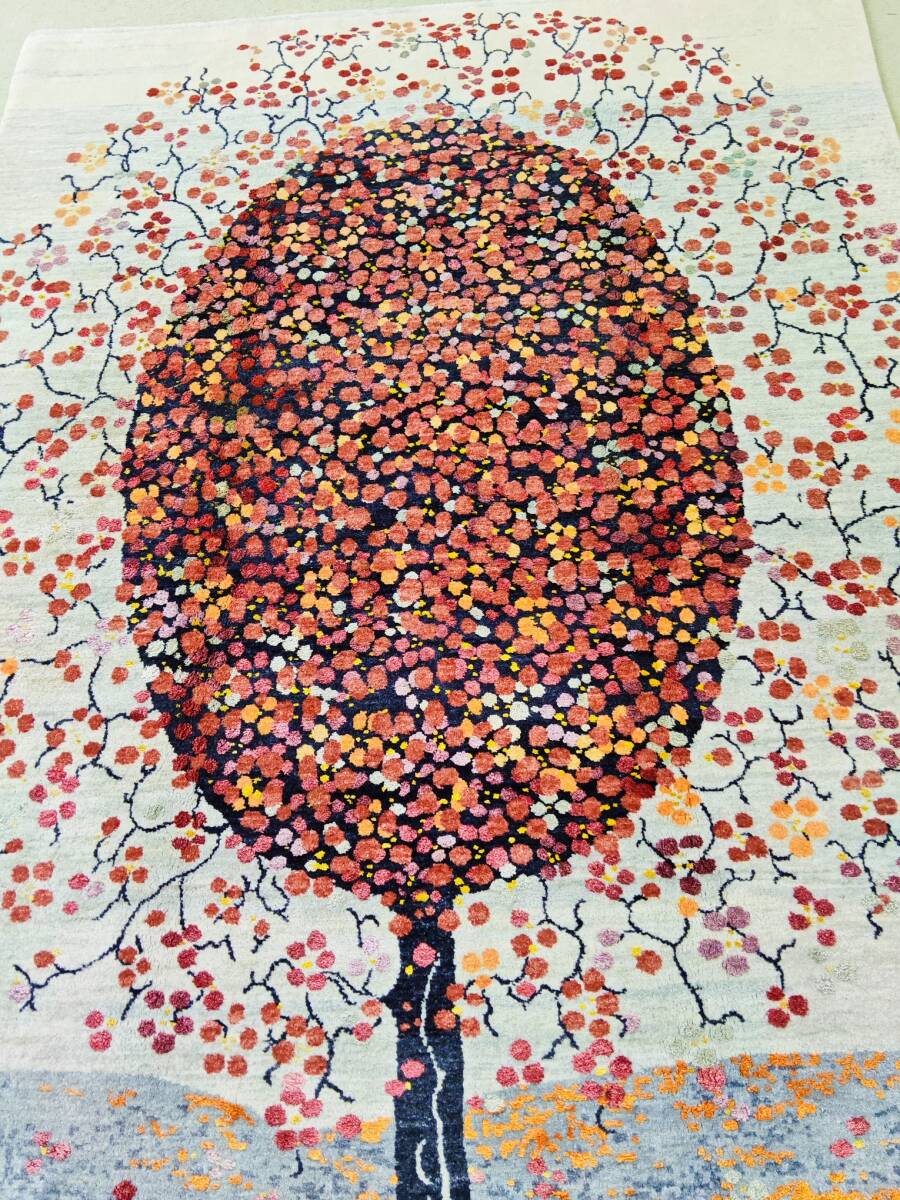 【希少品】J318 ◆ザクロの木◆ペルシャ絨毯 ゾランヴァリ ギャッベ シルク&ウール 手織 151−212cm トルコ絨毯、ヘレケ好きな方へ拍卖