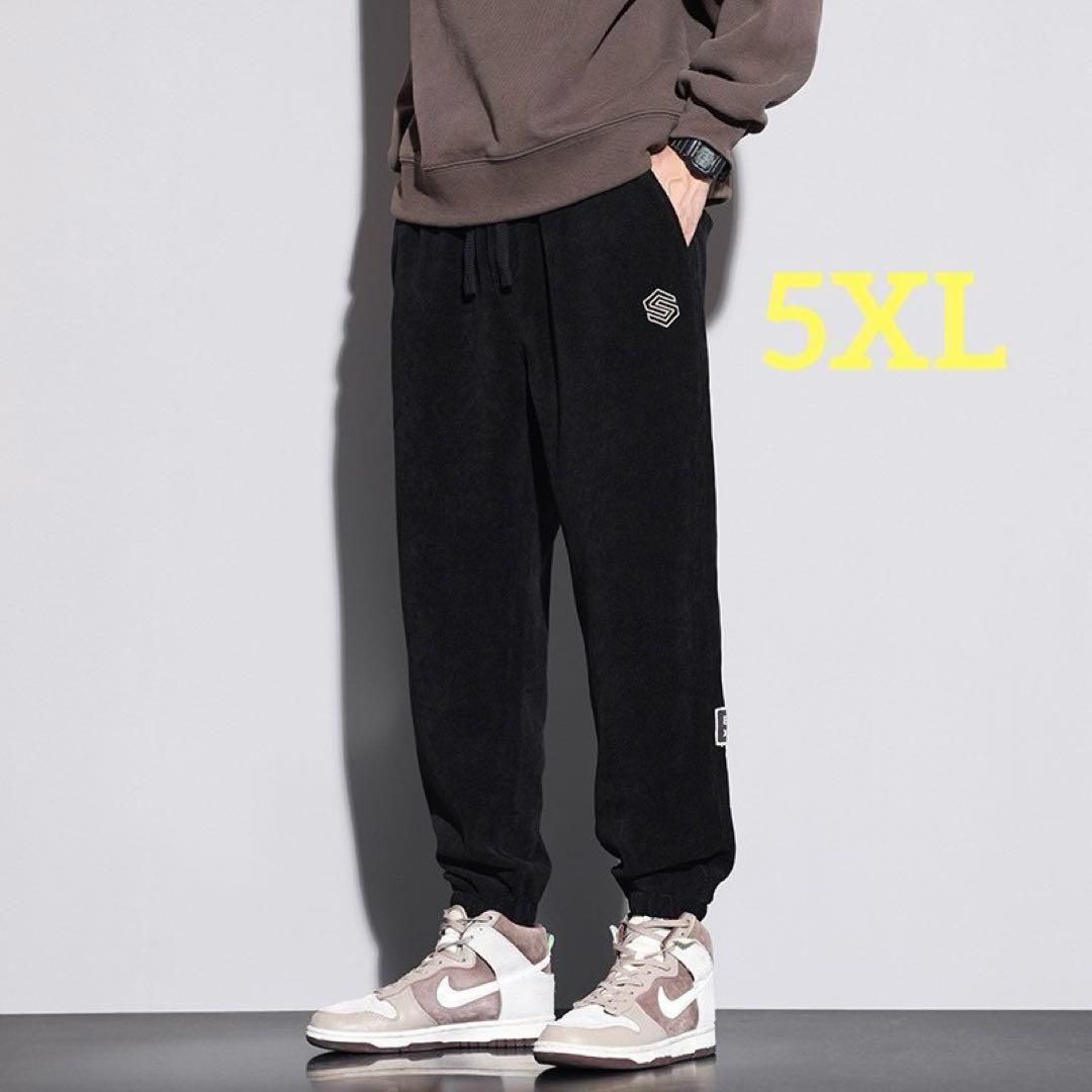 メンズ ジョガーパンツ リブパンツ コーデュロイ 5XL 6L 黒 ブラック拍卖
