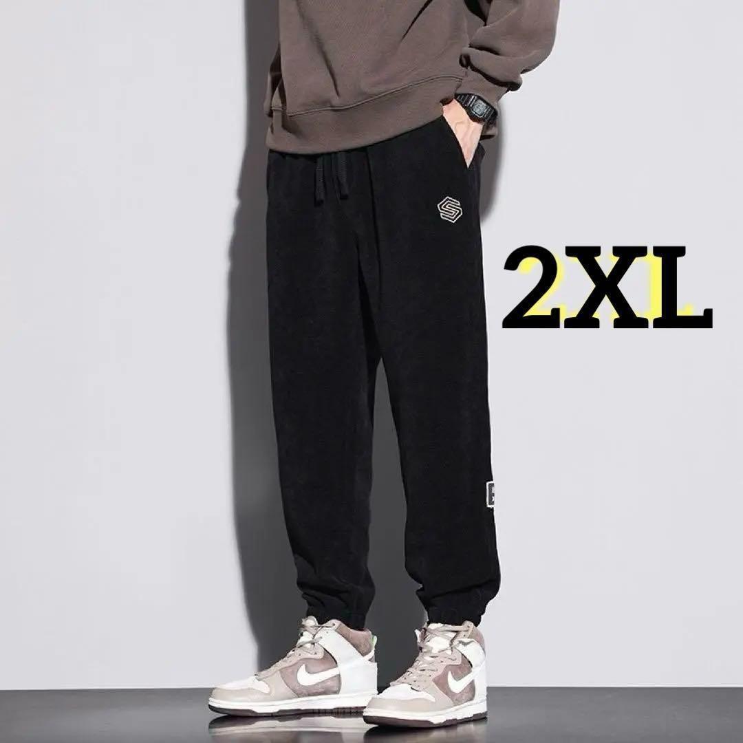メンズ ジョガーパンツ リブパンツ コーデュロイ 2XL 3L 黒 ブラック拍卖