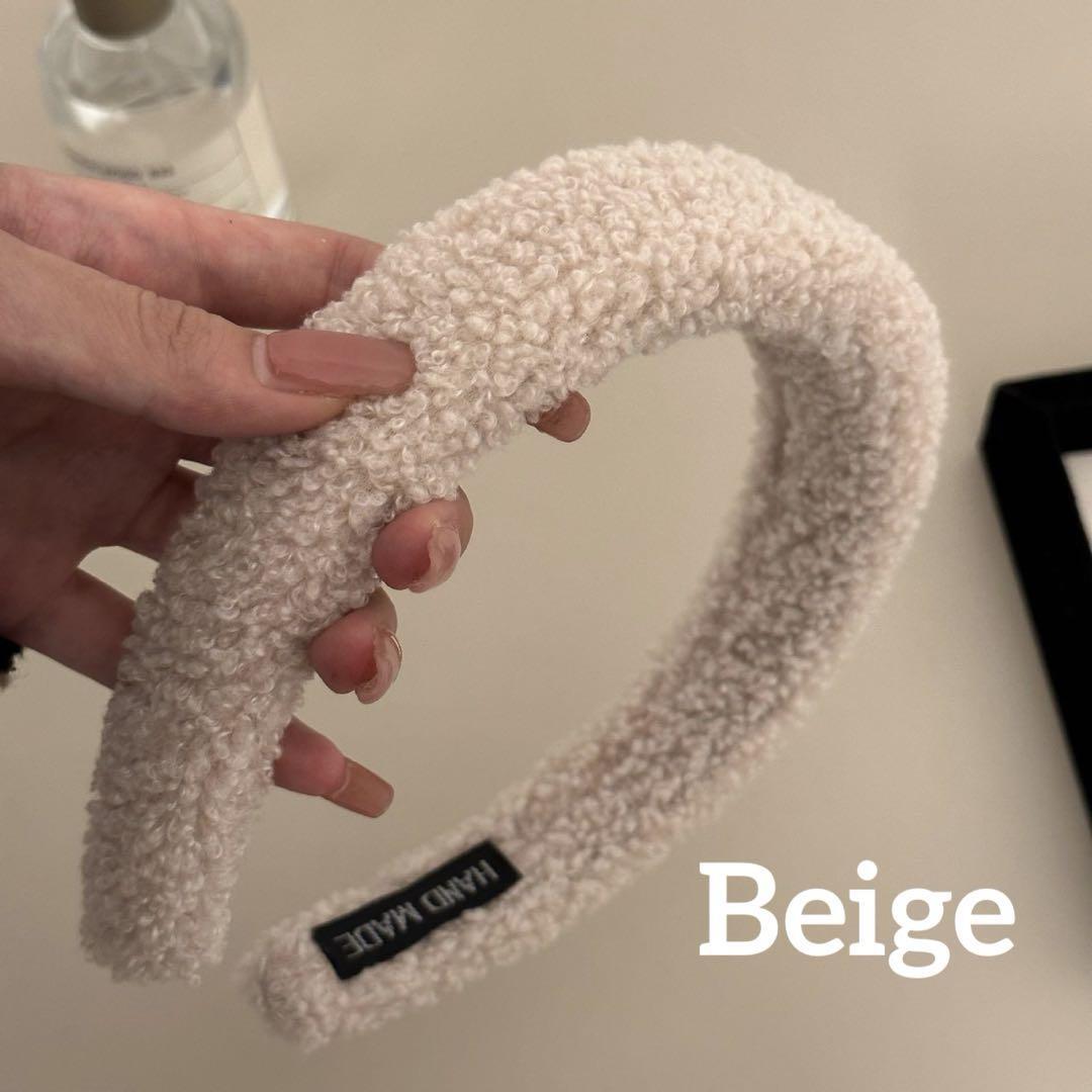 人気 レディース もこもこ カチューシャ ヘアアクセサリー ヘアバンド ボア ベージュ拍卖