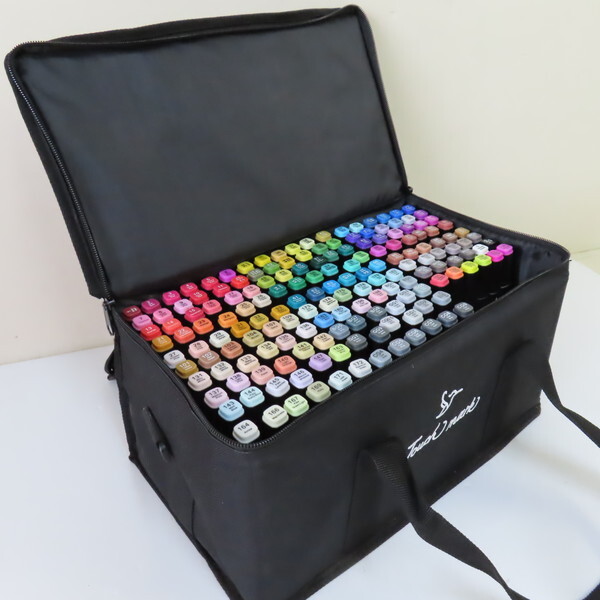 ●●佐前⑪2 Touch mark タッチマーク カラーマーカー セット バッグ入り ペン一式 中古品 インク確認 文房具 美術 イラスト 絵画拍卖