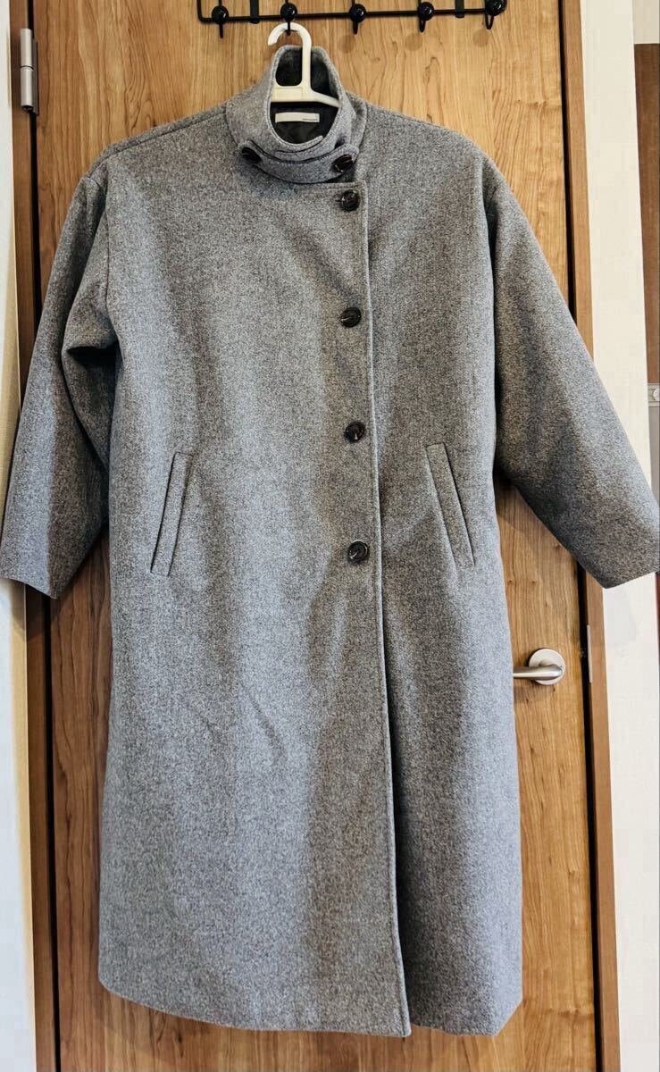 AUNT MARIE'S グレー コート スタンドカラー ステンカラー ロングコート チェスターコート 中綿 キルティング ボタン拍卖