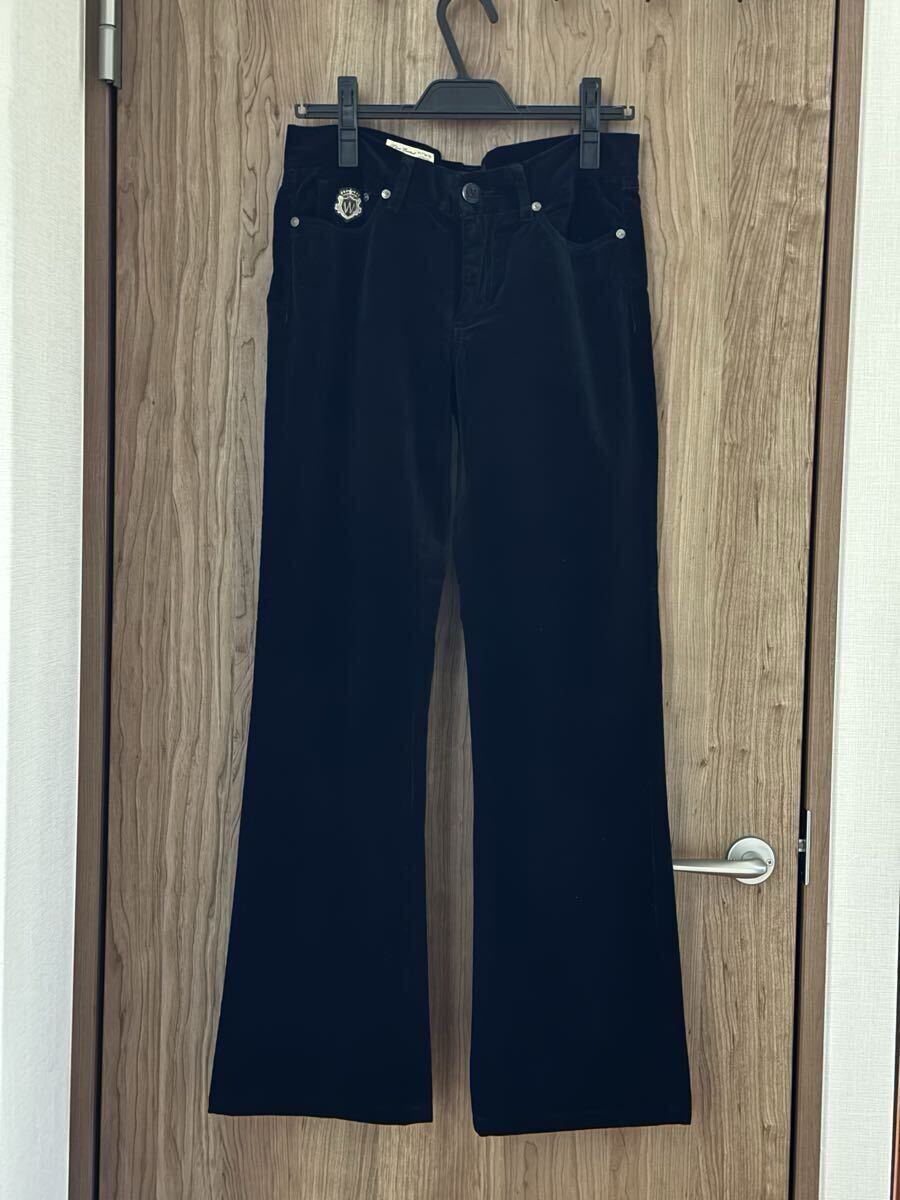 マックスマーラ ウィークエンド パンツ ブラック ややベルボトム ベロア 40 ML拍卖