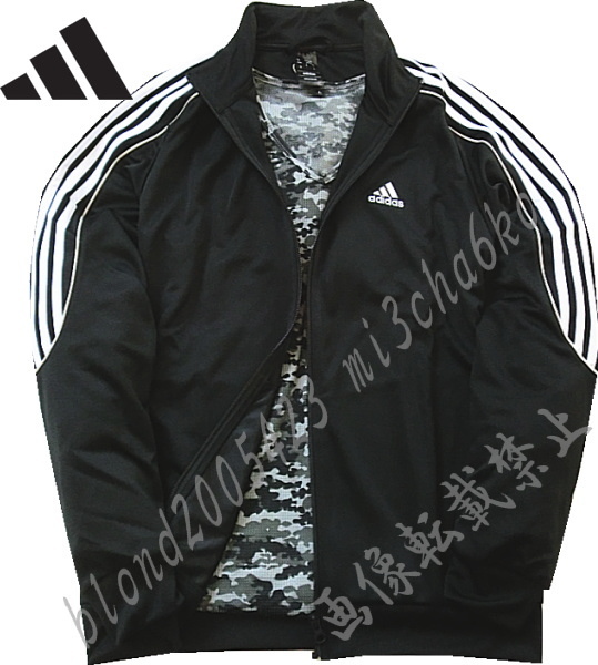 ■新品【adidas】アディダス ゴルフに最適 刺繍ロゴ 3ライン フルZIP トラックジャケット■BK/L拍卖