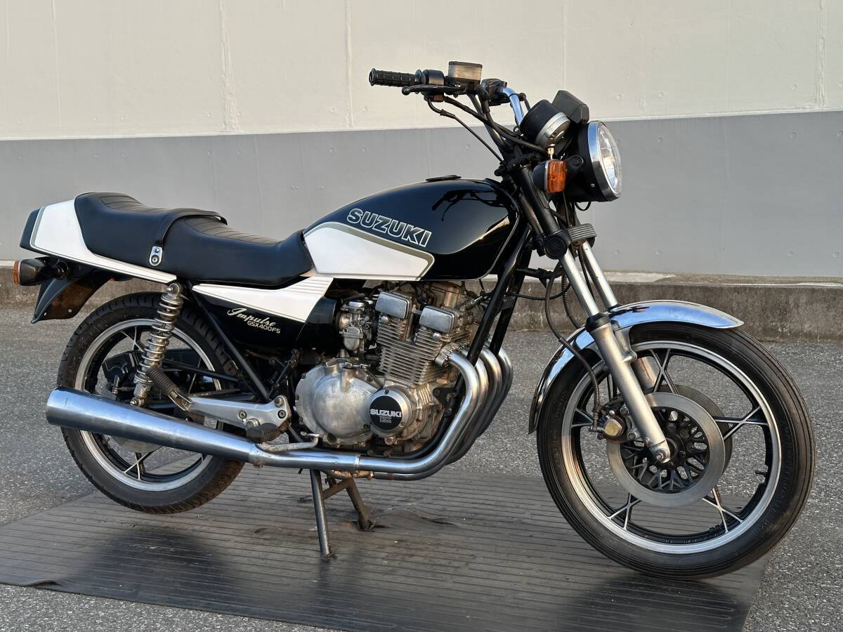 ★SUZUKI GSX400F★ カスタムカラー!! スズキ エンジン実働 動画有 書類有 登録可能 旧車 絶版車 GSX400E GSX250E インパルス ジーフォア拍卖