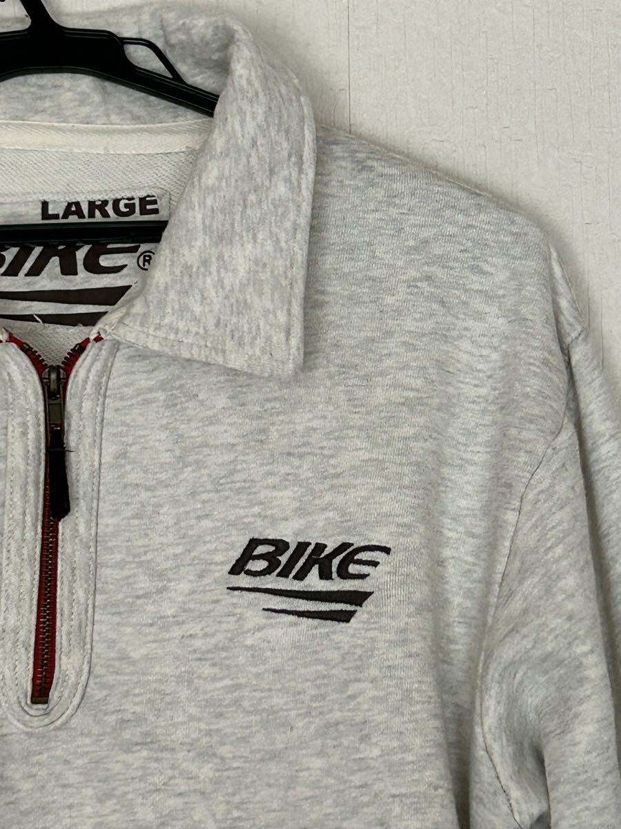 希少 BIKE バイク ワンポイント刺繍ロゴ ハーフジップスウェット サイズL拍卖