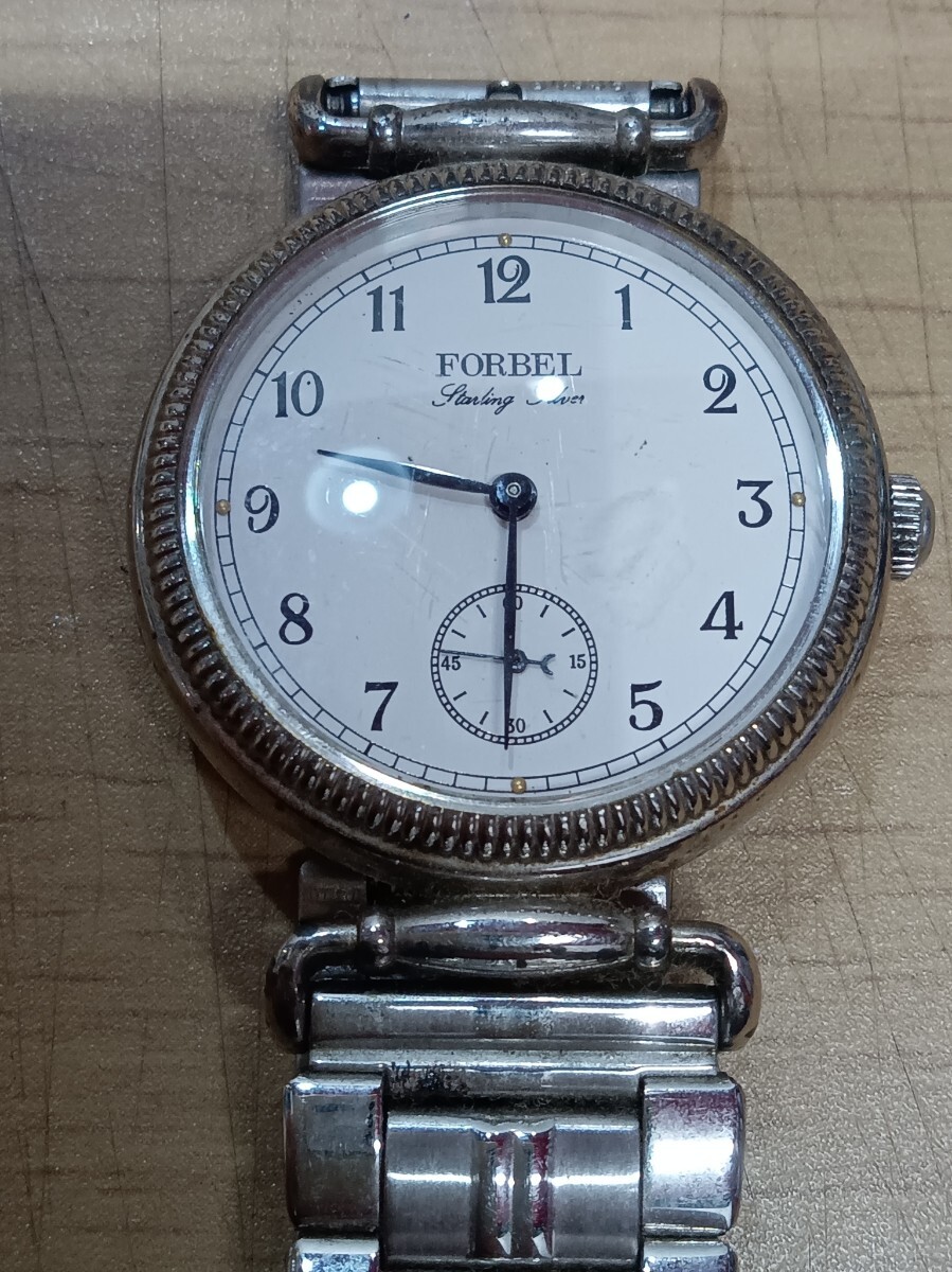 FORBEL メンズ腕時計 FB-0121 SILVER925 ホワイト文字盤 電池切れ 動作未確認 シルバー拍卖