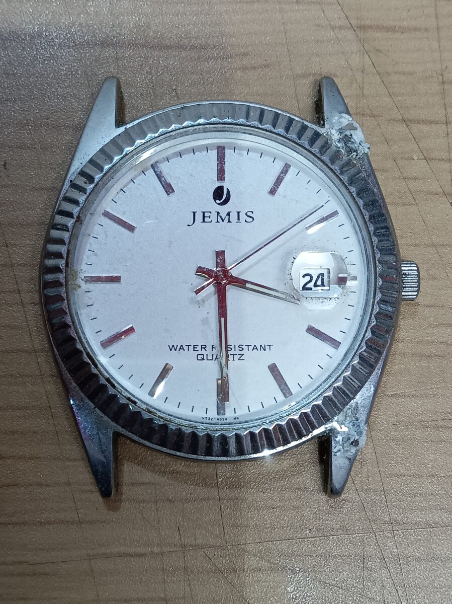 JEMIS メンズ 腕時計 クォーツ フェイスのみ VT32-A400 デイト 電池切れ 動作未確認拍卖