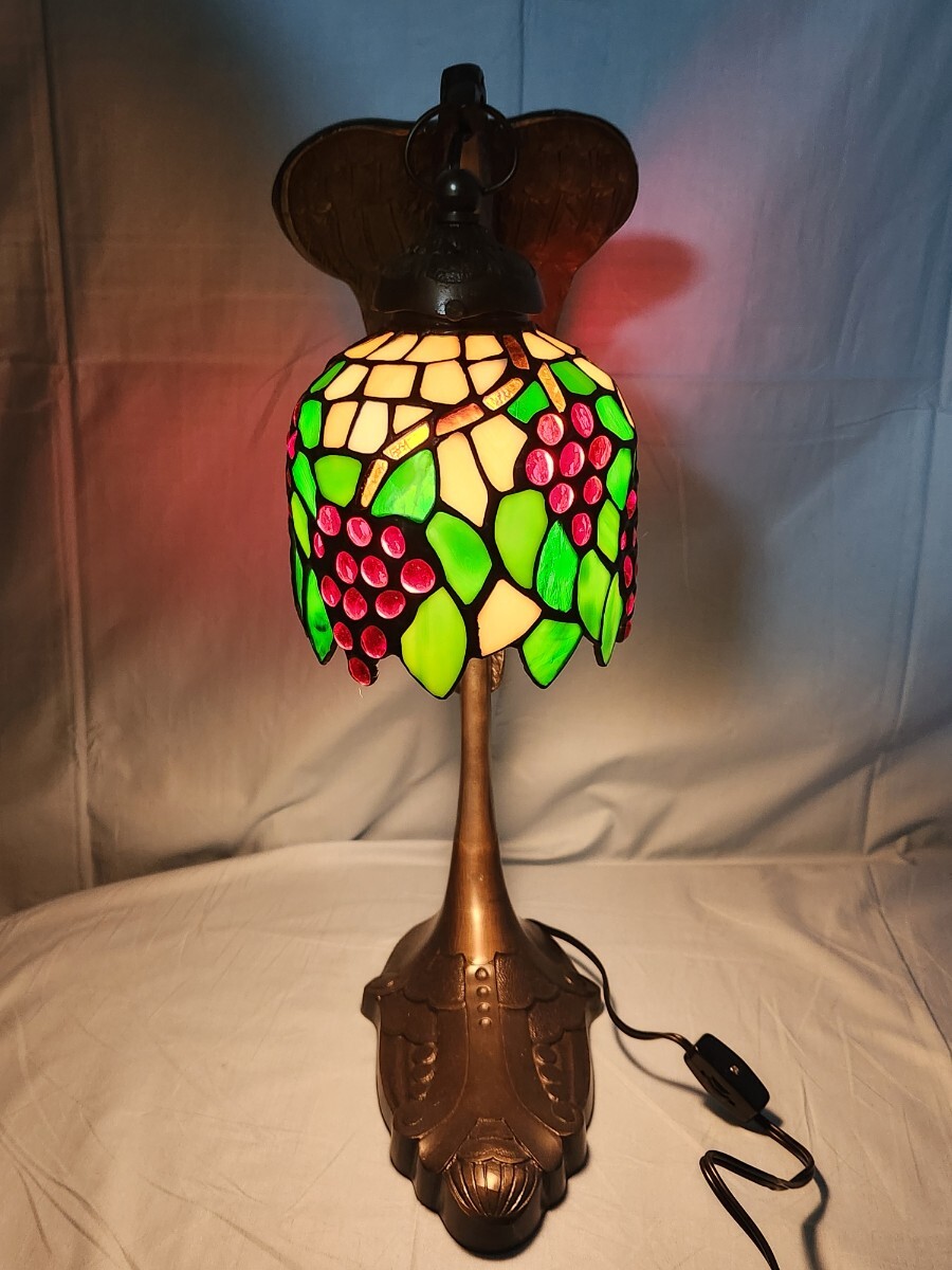 鷹 葡萄 ステンドグラス テーブルランプ アンティーク 卓上ランプ インテリア ライト 照明 鳥 ブドウ アンティーク拍卖