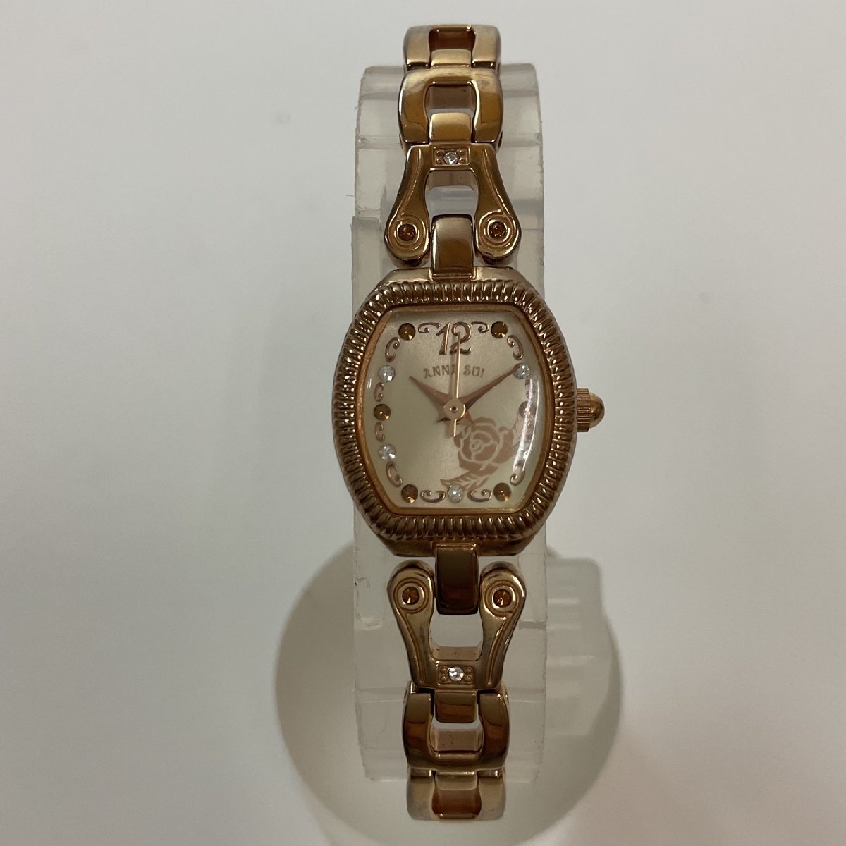 ANNA SUI アナスイ 1N01-K520 QZ クォーツ 腕時計 アイボリー文字盤 ラインストーン レディース拍卖