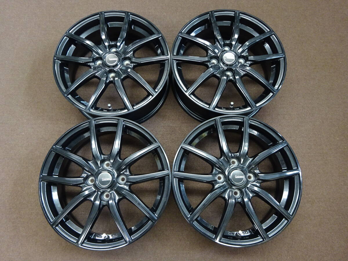 A-55 G-SPEED (黒) 15×5.5J ET43 PCD100 4H 4本 比較的 程度良好 カスタム Racing sports コンパクトカー 等に是非 !拍卖