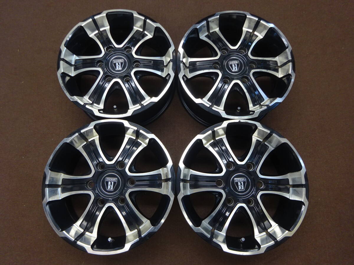 A-16 バルベロ 6本スポーク (黒) ★16×6.5J ET38 PCD139.7 6H 4本★ BARBERO リム有 JWL‐T ハイエース キャラバン 等に是非 !拍卖