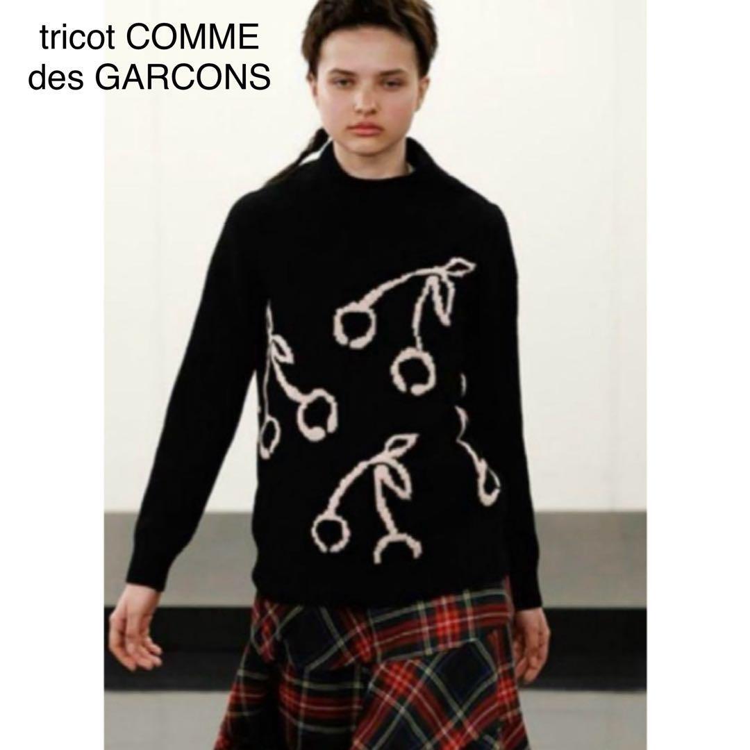【トリコ コムデギャルソン tricot COMME des GARCONS】ニット セーター さくらんぼ フルーツ タートルネック 黒 モヘヤ拍卖