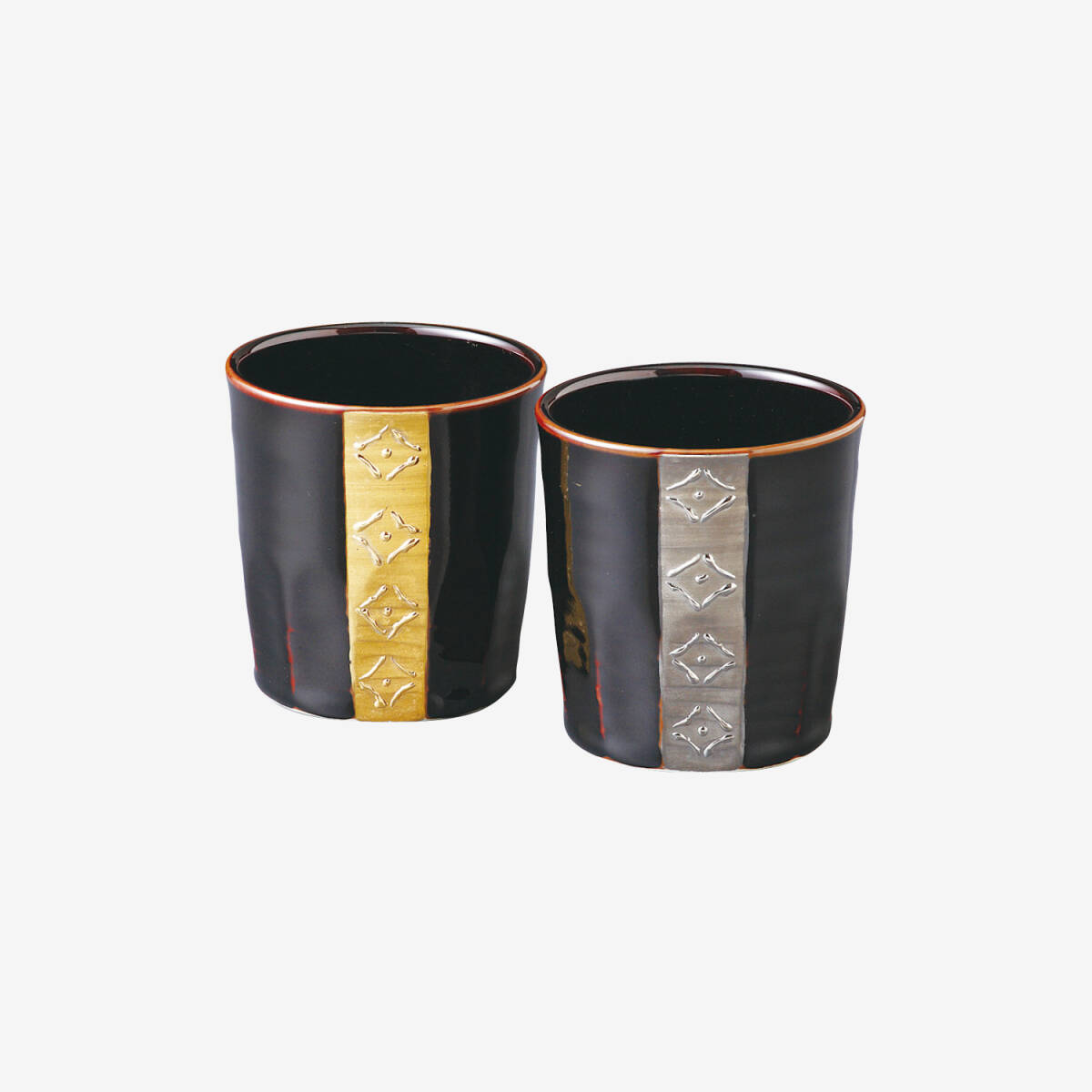 波佐見焼! ☆金銀ライン・ペアロックカップ☆ 52284 新品 フリーカップ 湯呑 汲出 煎茶 ほうじ茶 茶器 ギフト拍卖