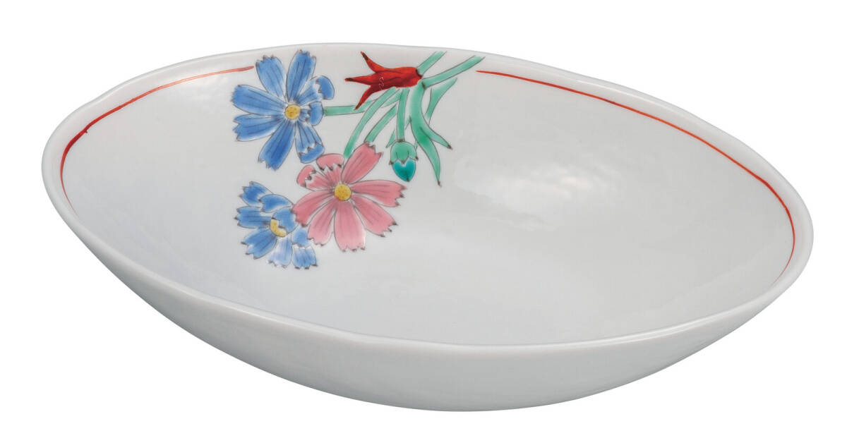 九谷焼! 大志窯 ☆コスモス・7号鉢☆ K9-299 飯碗 飯茶碗 丼 どんぶり 鉢 多用丼 碗 プレート ギフト拍卖