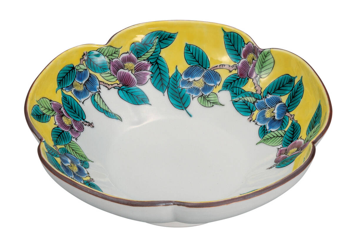 九谷焼! ☆吉田屋椿・7号鉢☆ K9-301 飯碗 飯茶碗 丼 どんぶり 鉢 多用丼 碗 プレート ギフト拍卖