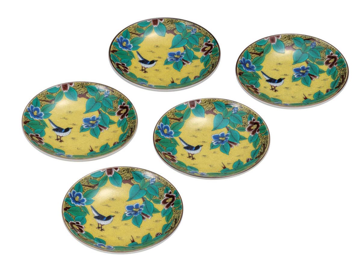 九谷焼! ☆吉田屋椿に鳥・3.2号皿セット☆ K9-68 飯碗 飯茶碗 丼 どんぶり 鉢 多用丼 碗 プレート ギフト拍卖