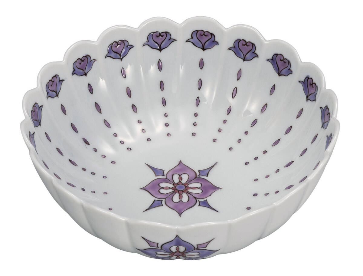 九谷焼! 新田智子 ☆花菱文・5.2号鉢☆ K9-315 飯碗 飯茶碗 丼 どんぶり 鉢 多用丼 碗 プレート ギフト拍卖