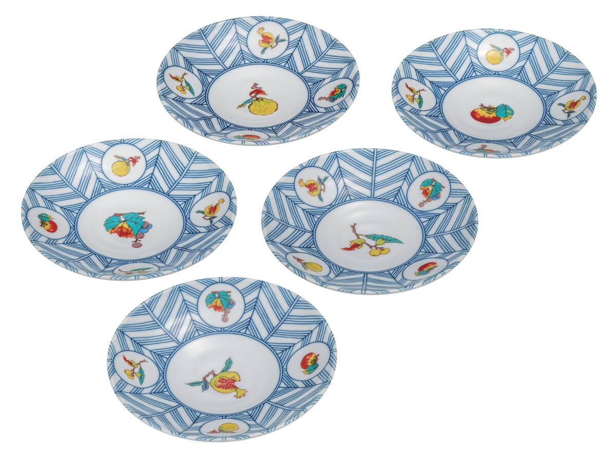 九谷焼! ☆果実文5.2号皿セット☆ K9-64 飯碗 飯茶碗 丼 どんぶり 鉢 多用丼 碗 プレート ギフト拍卖