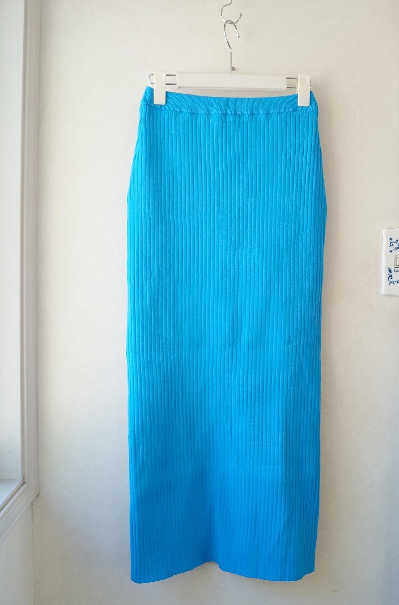 ★2022年 CREOLME(クレオルム)* リブニットスカート ロングタイト ウエストゴム/ブルー S* 古着のgplus広島 2510t4拍卖