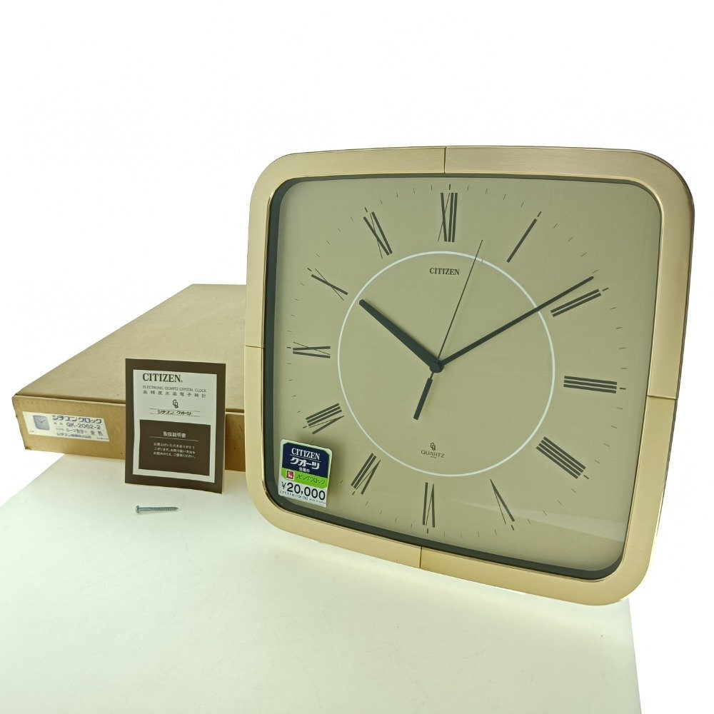 CITIZEN シチズン リズム時計工業 掛時計 リビングクロック QK-2062-2 ローマン ゴールド クォーツ アンティーク ジャンク 中古拍卖