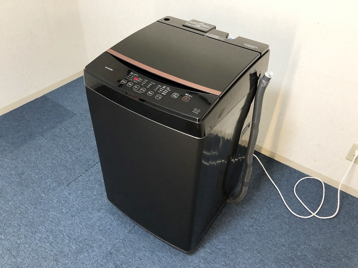 IRIS OHYAMA 全自動洗濯機 8.0kg IAW-T803BL ブラック 4~5人用 フラットガラス扉 ステンレス槽 アイリスオーヤマ 清掃/動作確認済み拍卖
