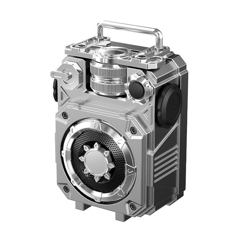 限定シルバー 超激レア キャンプ用 多機能 Bluetooth雰囲気スピーカー ラジオ 充電式 アウトドア 1500mAh 90×56×128mm 10w 300g拍卖