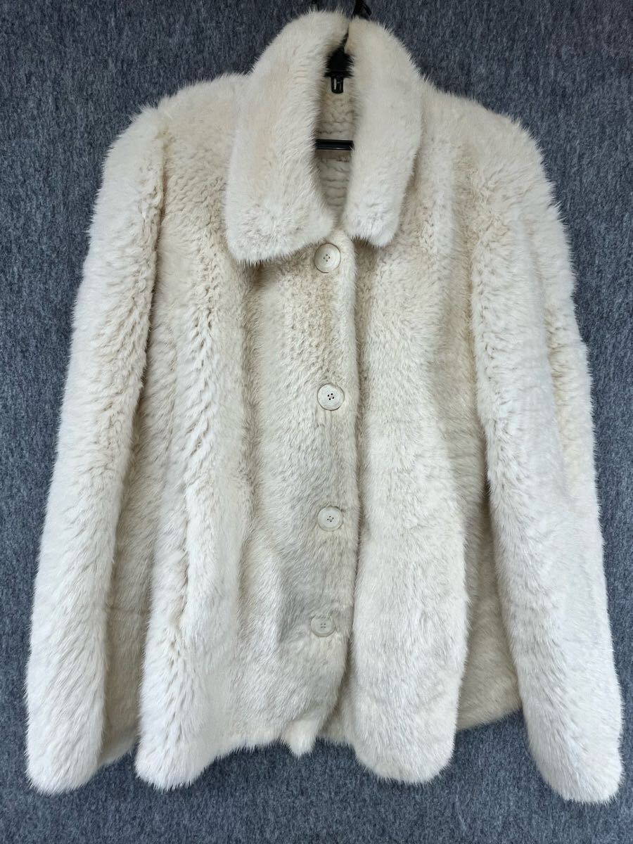 編み込み 毛皮 ハーフコート ホワイト アウター リアルファー レディース拍卖