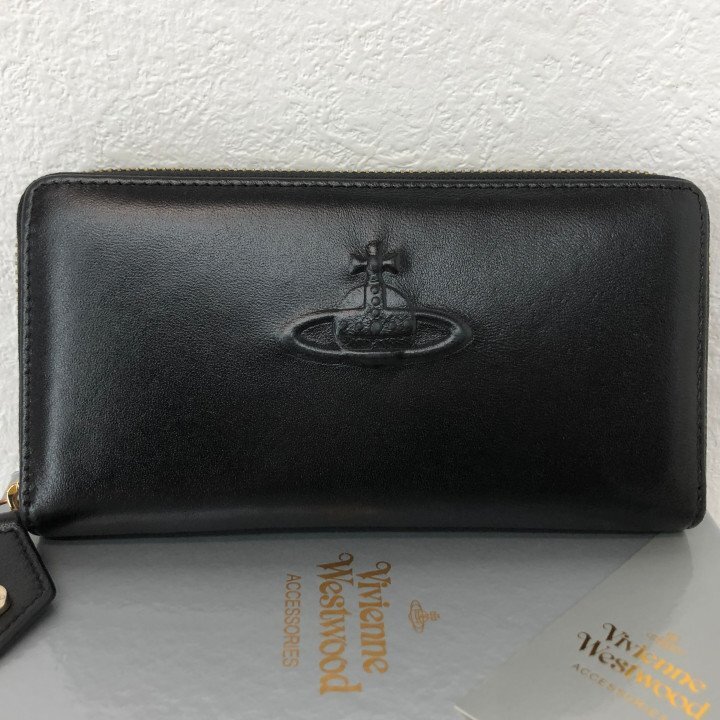 Vivienne Westwood ヴィヴィアンウェストウッド 箱有 ラウンドファアスナー ソフトシープスキン 長財布 ブラック LH632025100901拍卖