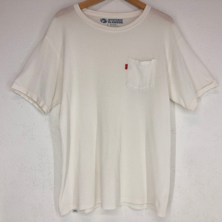 HYSTERIC GLAMOUR ヒステリックグラマー ワッフル クルーネック 半袖 ポケットTシャツ ポケT SIZE: L ホワイト MH632025102702拍卖