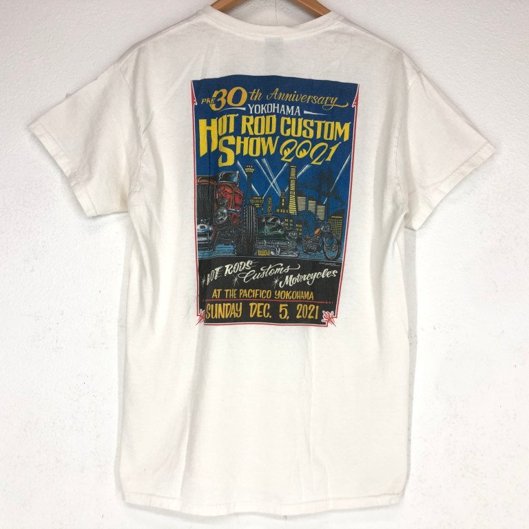YOKOHAMA ROD CUSTOM SHOW 2021 MOONEYES主催 横浜 モーターサイクルショー 記念Tシャツ SIZE: M ホワイト MH632025101704拍卖