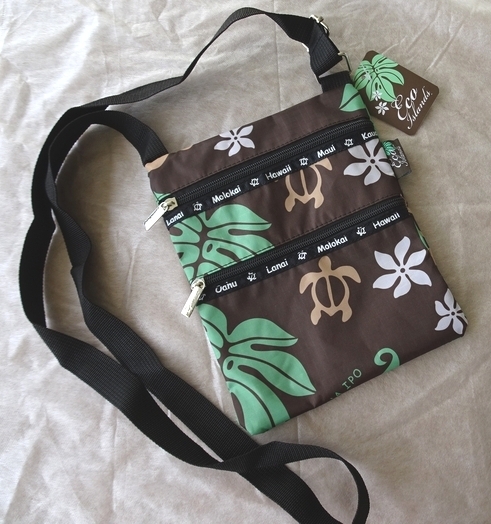 ハワイ ポシェット ショルダー バッグ 防水●ホヌ リーフ プルメリア ipad mini入れにも拍卖