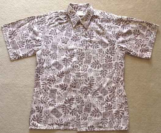 ハワイ アロハシャツ●GO BAREFOOT リバースプリント L●タパ柄 ゴーベアフット拍卖
