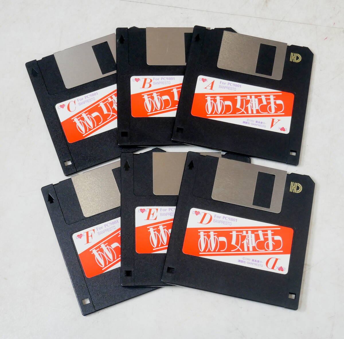 ▼送料210円(R708-H28) ああっ女神さまっ PC9801 ディスク PCゲームソフト 昭和レトロ 当時物 A/B/C/D/E/F 6枚まとめ拍卖