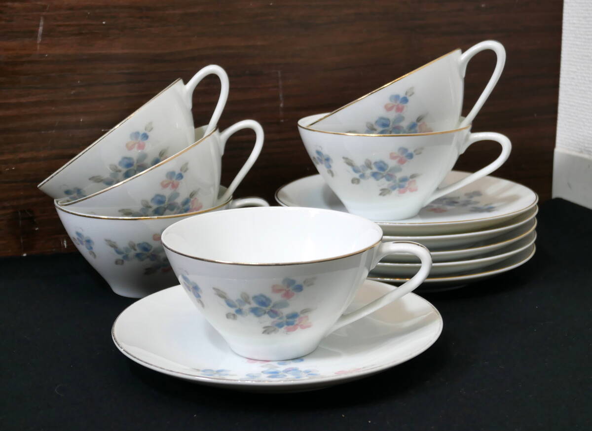 ▲(R706-H164) Noritake ノリタケ NIPPON TOKI KAISHA Princess プリンセスシリーズ カップ&ソーサー 6客セット 昭和レトロ拍卖