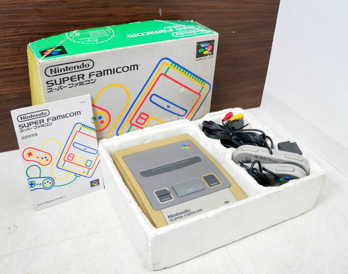 ▲(R710-F184) 現状品 通電◯ Nintendo ニンテンドー スーパーファミコン SFC 本体 SHVC-001 リモコン/説明書/箱/ケーブル付き拍卖